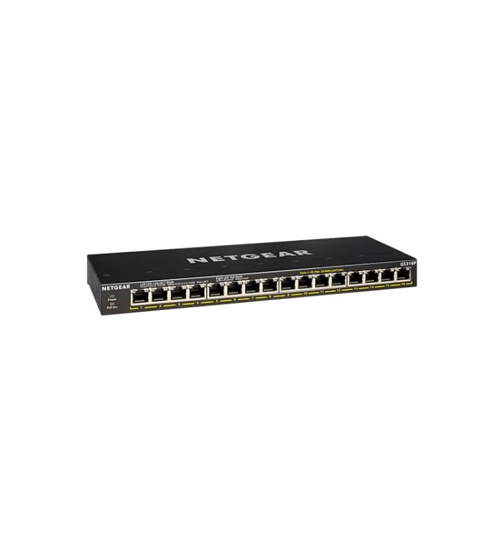 Netgear 16port Gig Unmanaged Poe+With Gs316p-100nas